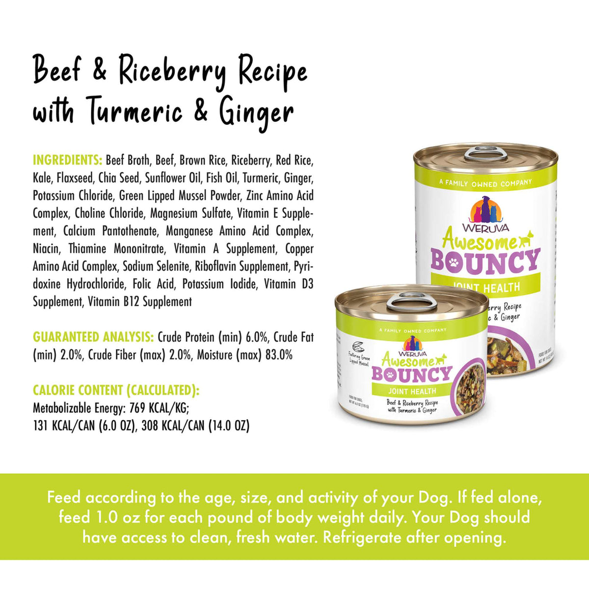 Weruva Awesome Bouncy Joint Health Beef &amp; Riceberry Recipe with Turmeric &amp; Ginger Canned Dog Food