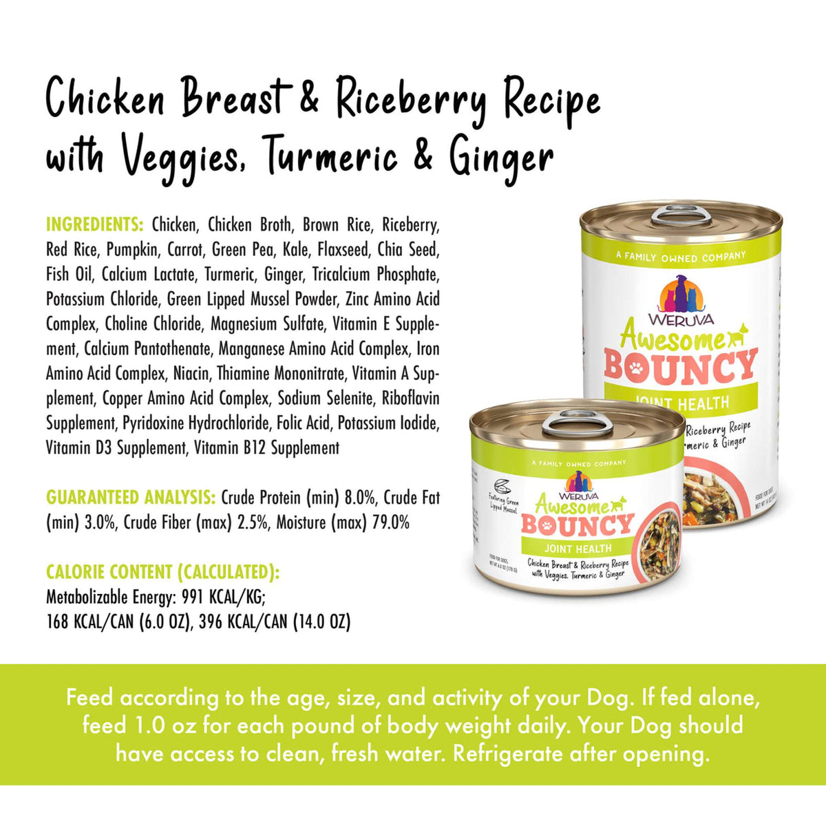 Weruva Awesome Bouncy Joint Health Chicken Breast &amp; Riceberry Recipe with Veggies, Turmeric &amp; Ginger Canned Dog Food