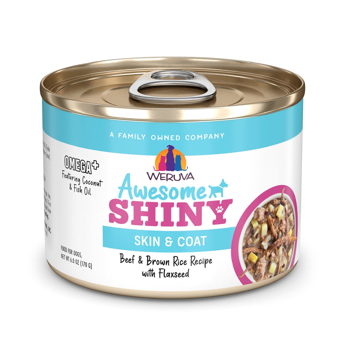 Weruva Awesome Shiny Skin &amp; Coat Beef &amp; Brown Rice Recipe with Flaxseed Canned Dog Food
