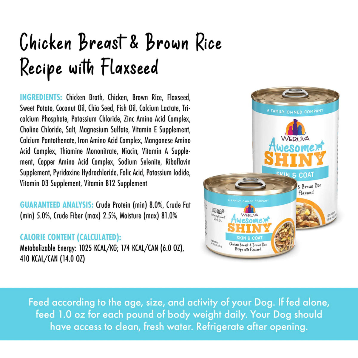 Weruva Awesome Shiny Skin &amp; Coat Chicken Breast &amp; Brown Rice Recipe with Flaxseed Canned Dog Food