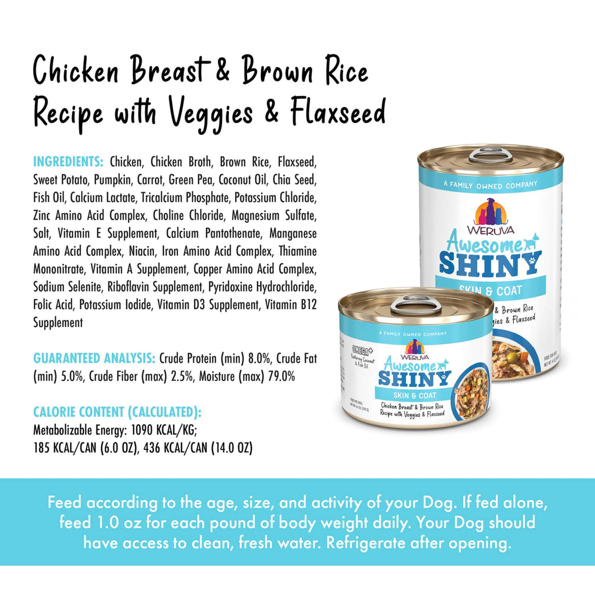 Weruva Awesome Shiny Skin &amp; Coat Chicken Breast &amp; Brown Rice Recipe with Veggies &amp; Flaxseed Canned Dog Food