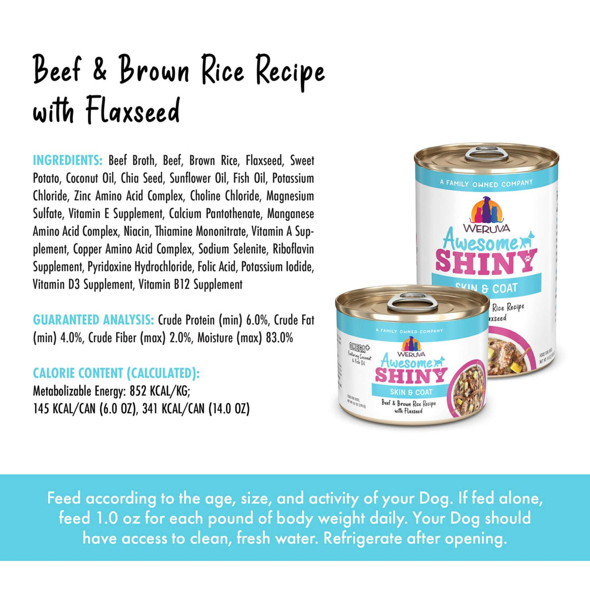 Weruva Awesome Shiny Skin &amp; Coat Beef &amp; Brown Rice Recipe with Flaxseed Canned Dog Food