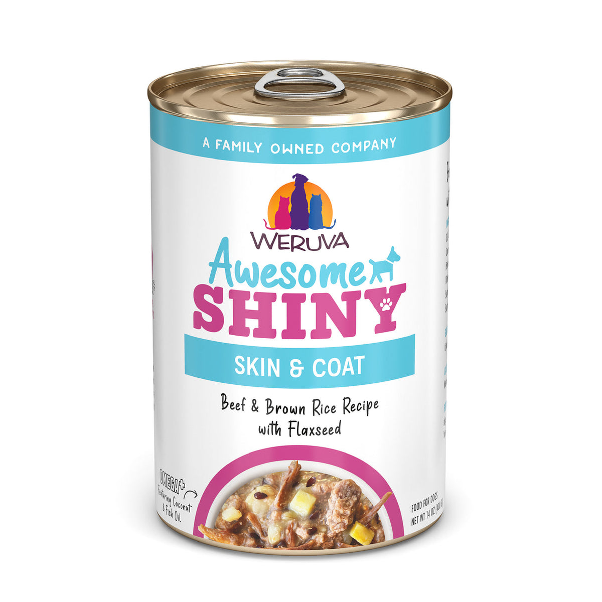 Weruva Awesome Shiny Skin &amp; Coat Beef &amp; Brown Rice Recipe with Flaxseed Canned Dog Food