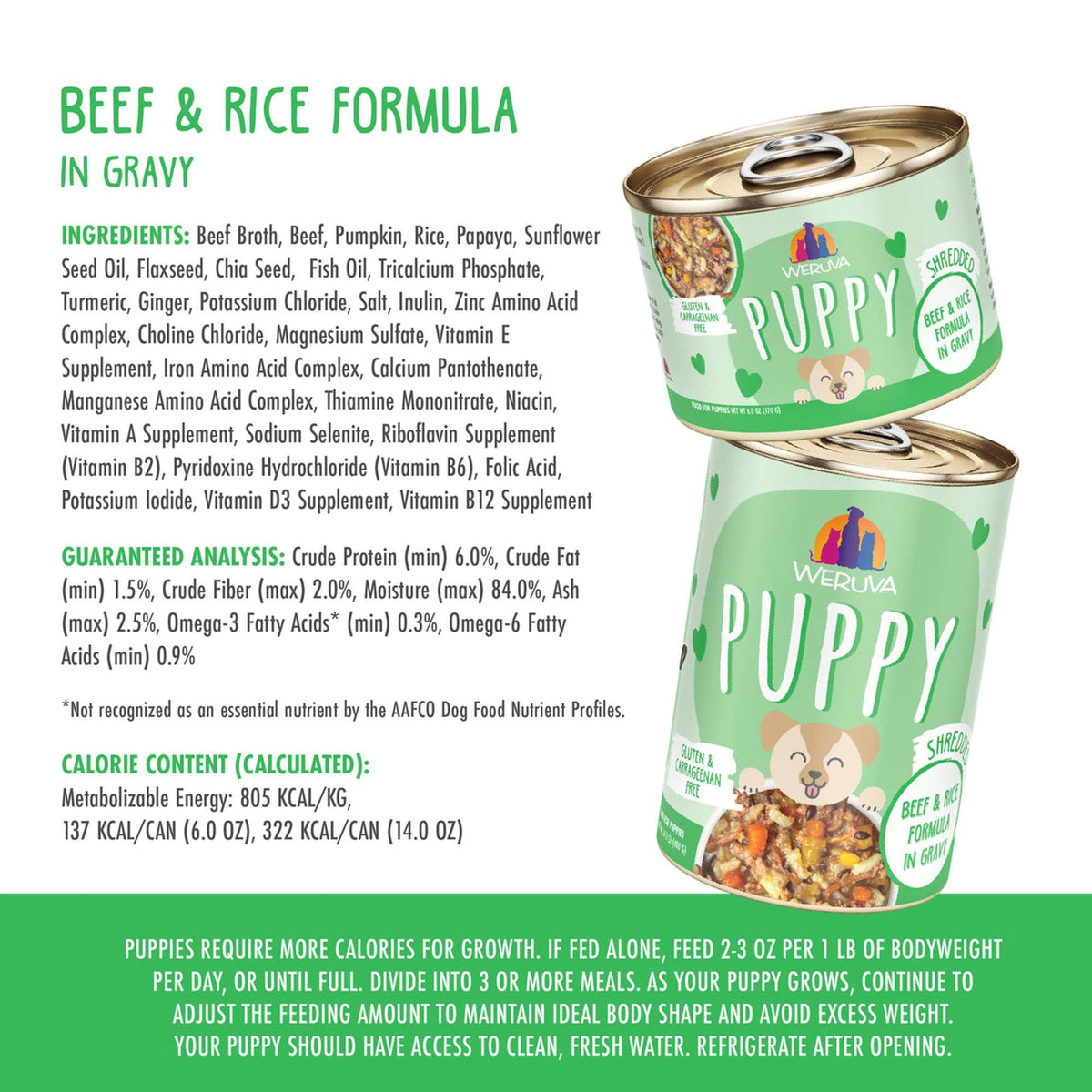 Weruva Puppy Beef &amp; Rice Formula in Gravy Canned Dog Food