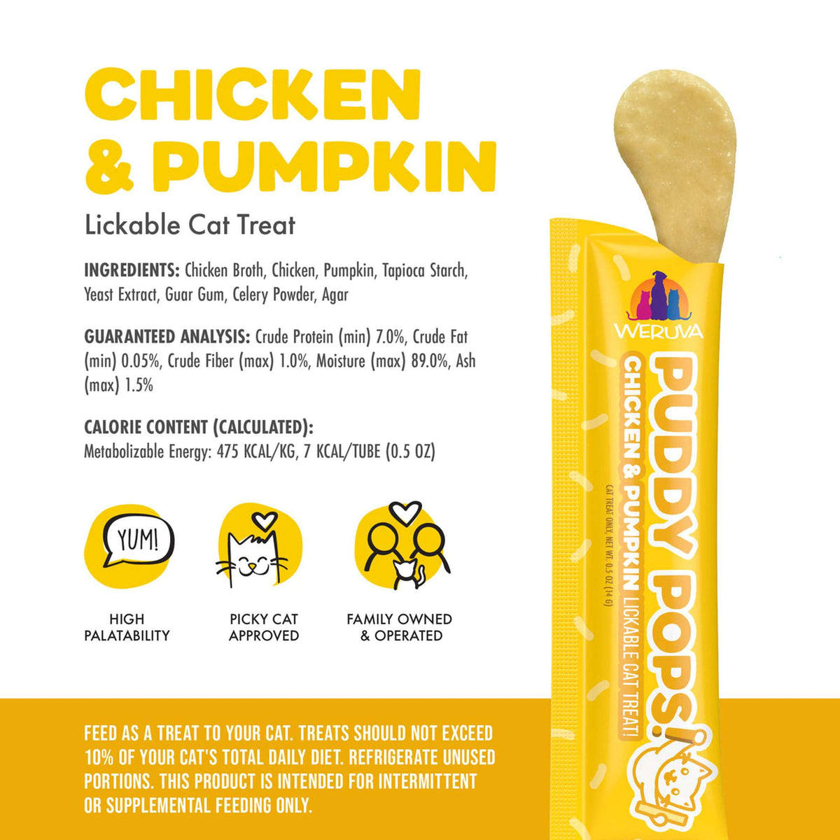 Weruva Puddy Pops! Lickable Chicken &amp; Pumpkin Cat Treat