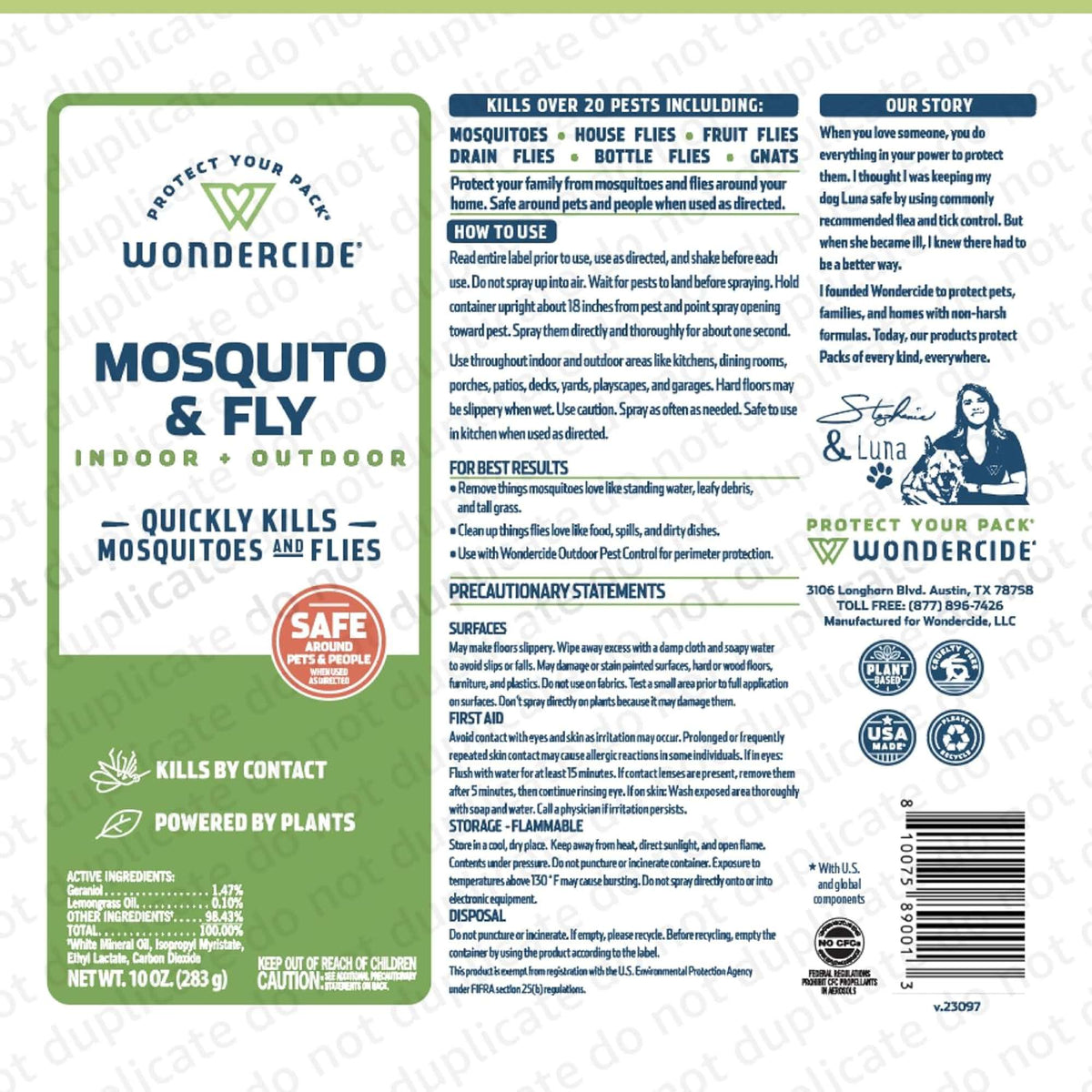 Wondercide Mosquito & Fly Spray Indoor + Outdoor