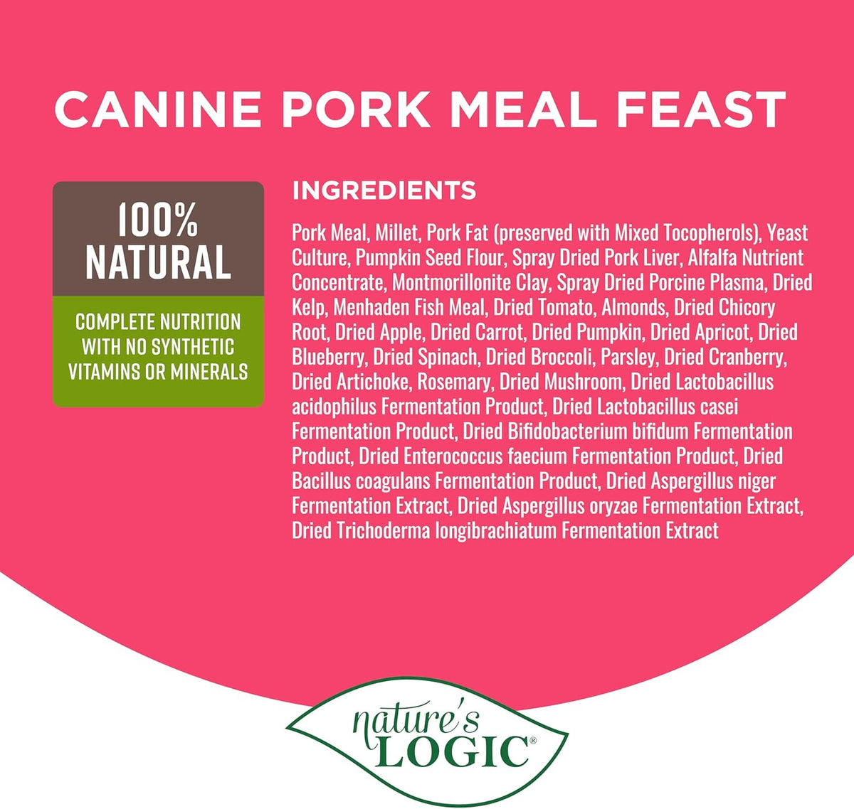 Nature&#39;s Logic Canine Pork Meal Feast Dog Food