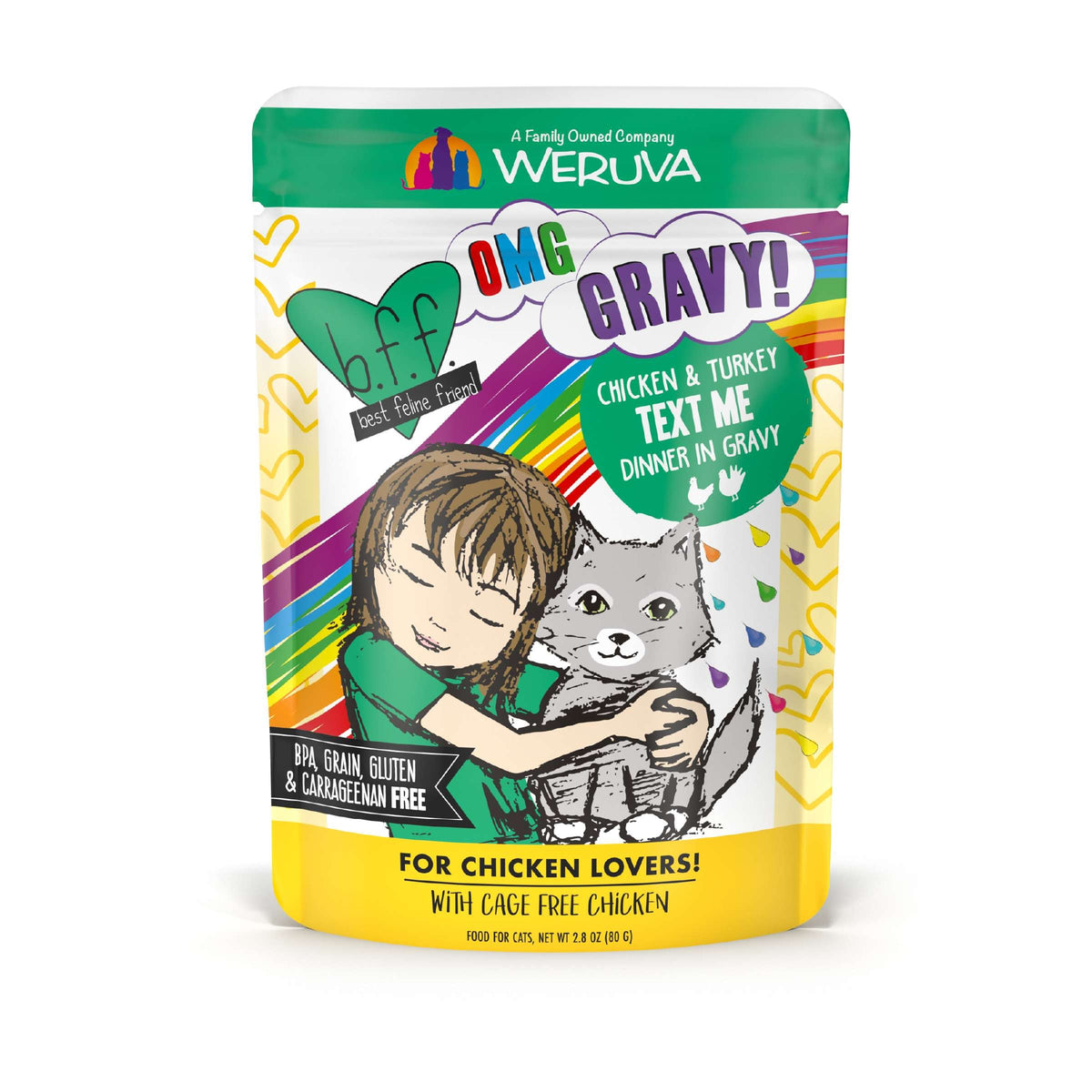BFF OMG Gravy! Text Me Chicken &amp; Turkey Cat Food Pouch
