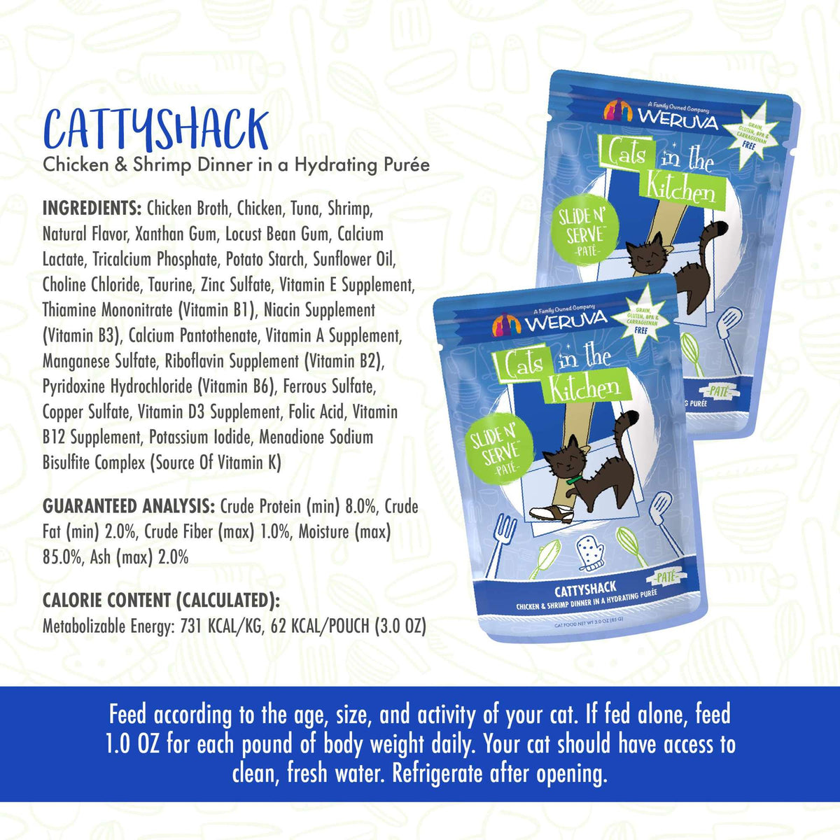 Cats In the Kitchen Slide N&#39; Serve Paté Cattyshack Chicken &amp; Shrimp Pouch
