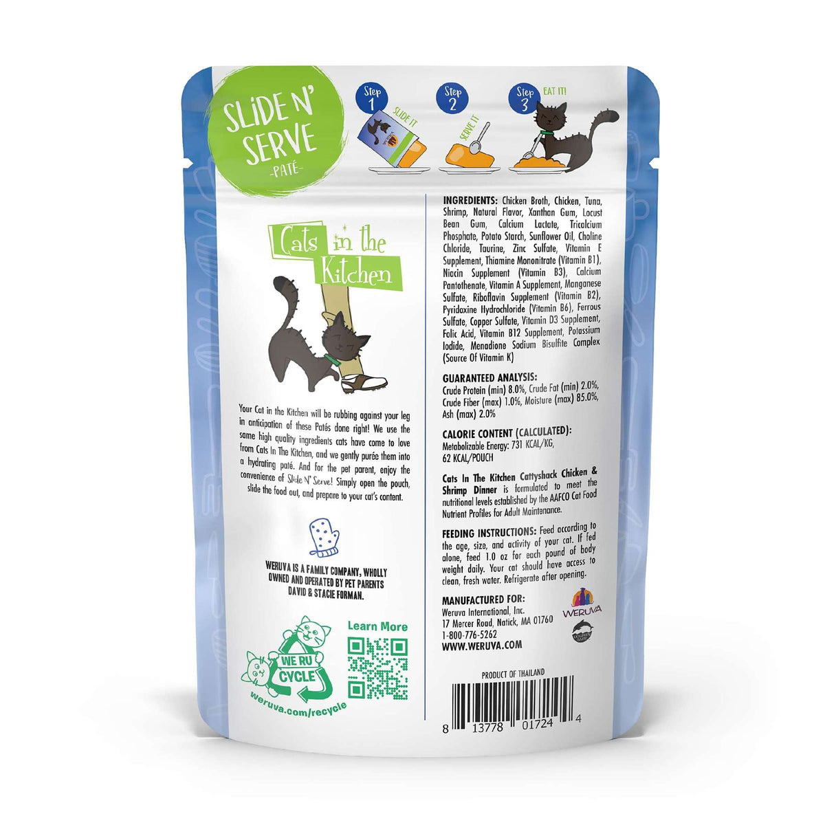 Cats In the Kitchen Slide N&#39; Serve Paté Cattyshack Chicken &amp; Shrimp Pouch