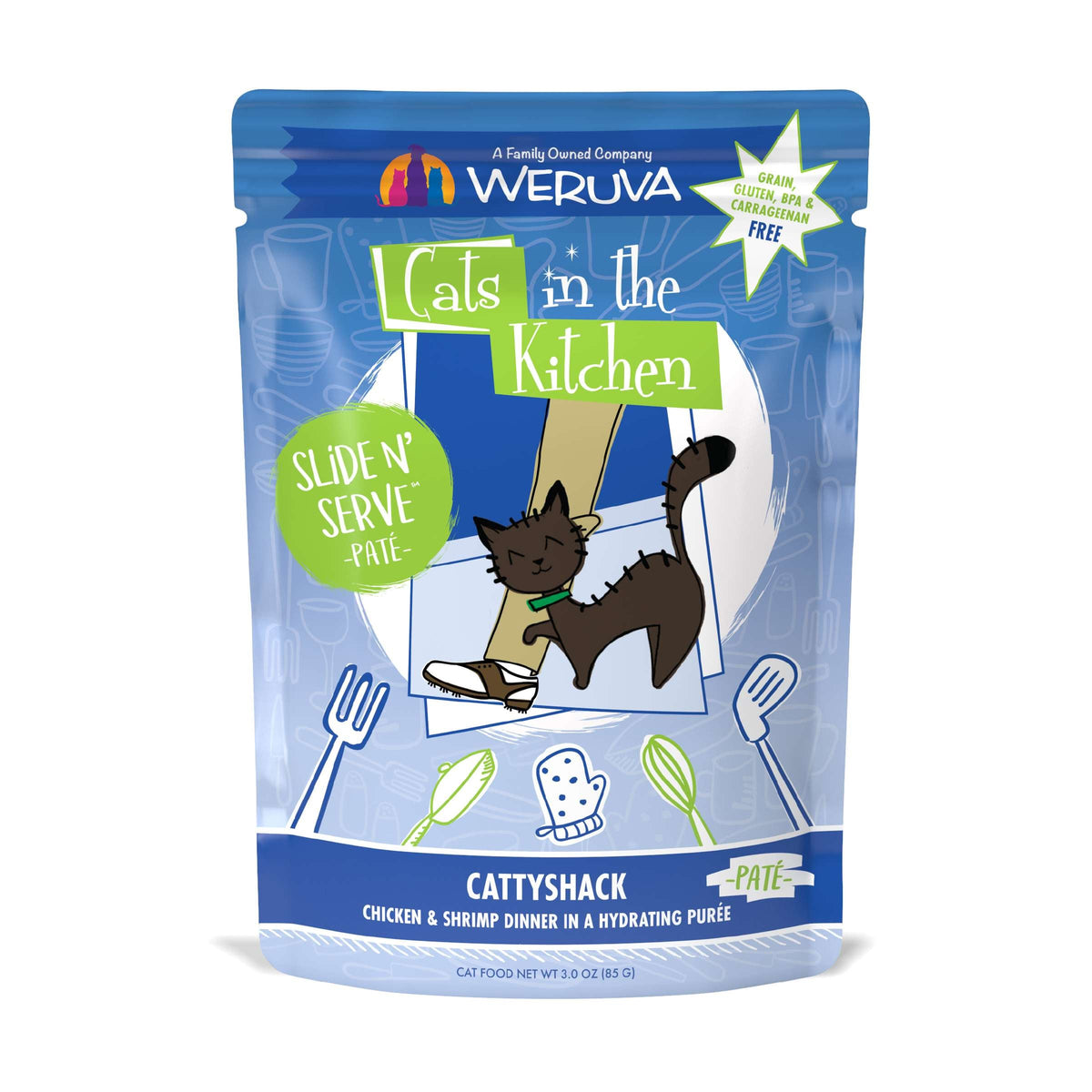 Cats In the Kitchen Slide N&#39; Serve Paté Cattyshack Chicken &amp; Shrimp Pouch