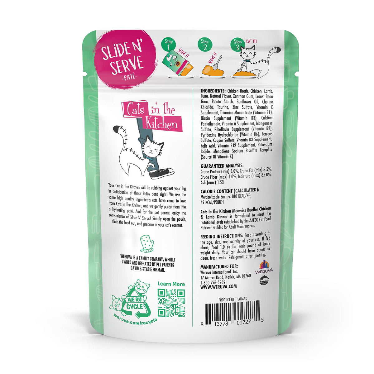 Cats In the Kitchen Slide N&#39; Serve Paté Meowiss Bueller Chicken &amp; Lamb Pouch