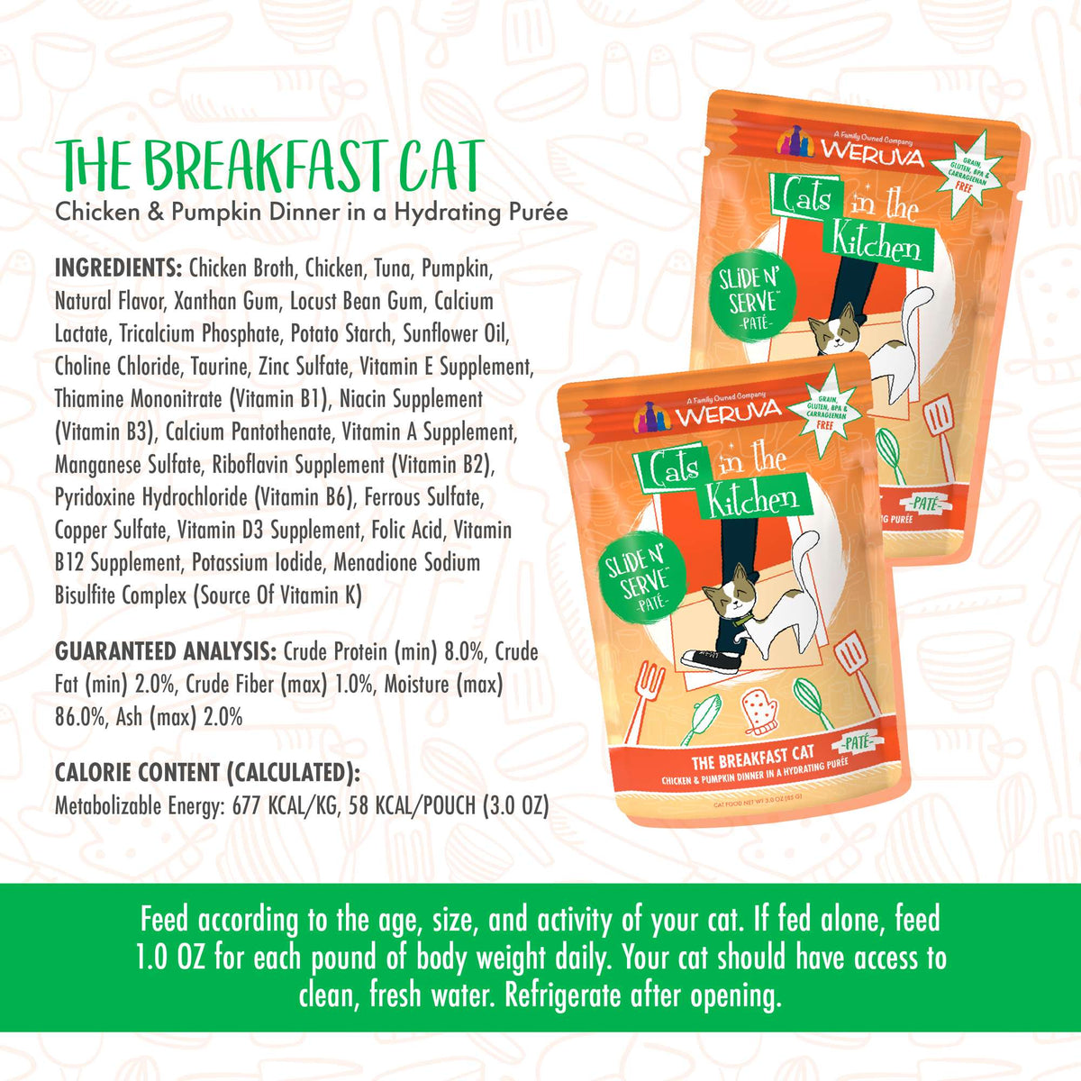 Cats In the Kitchen Slide N&#39; Serve Paté The Breakfast Cat Chicken &amp; Pumpkin Pouch