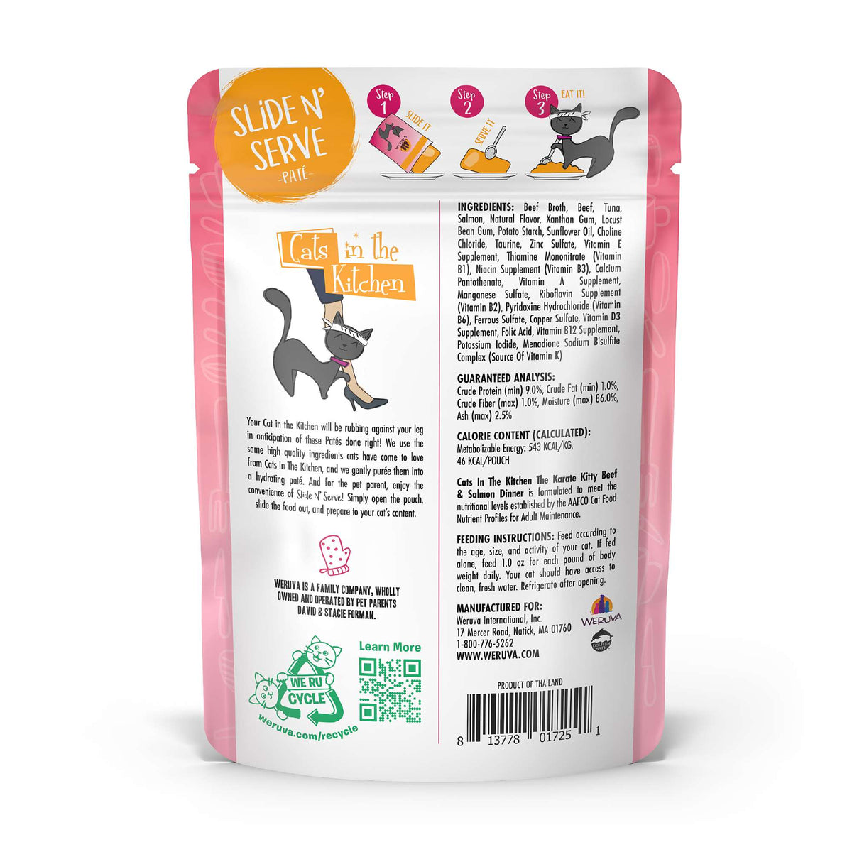 Cats In the Kitchen Slide N&#39; Serve Paté The Karate Kitty Beef &amp; Salmon Pouch