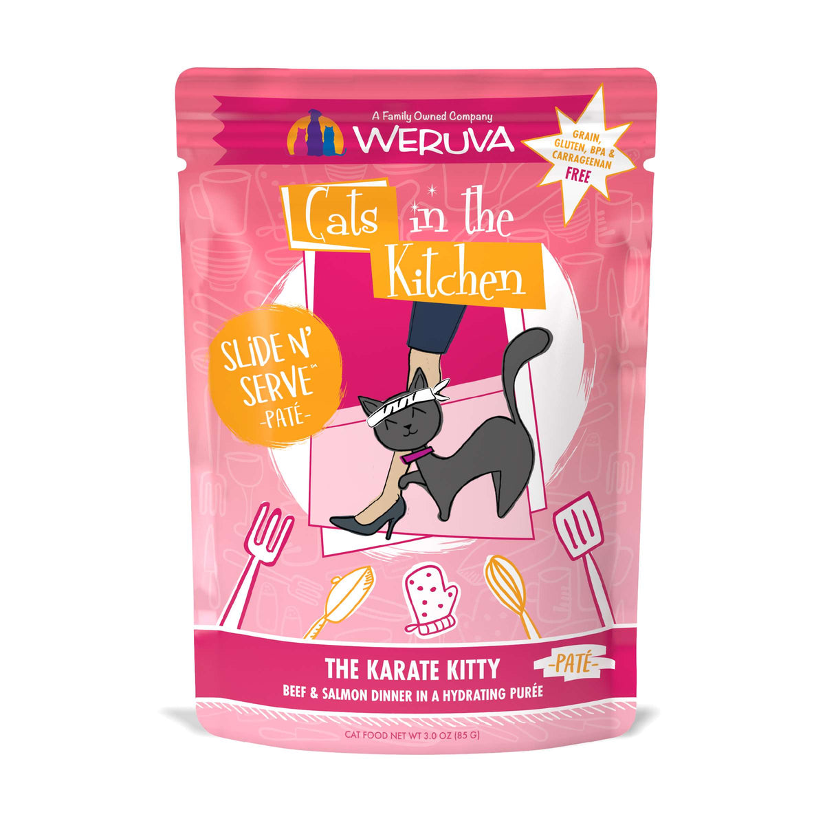 Cats In the Kitchen Slide N&#39; Serve Paté The Karate Kitty Beef &amp; Salmon Pouch