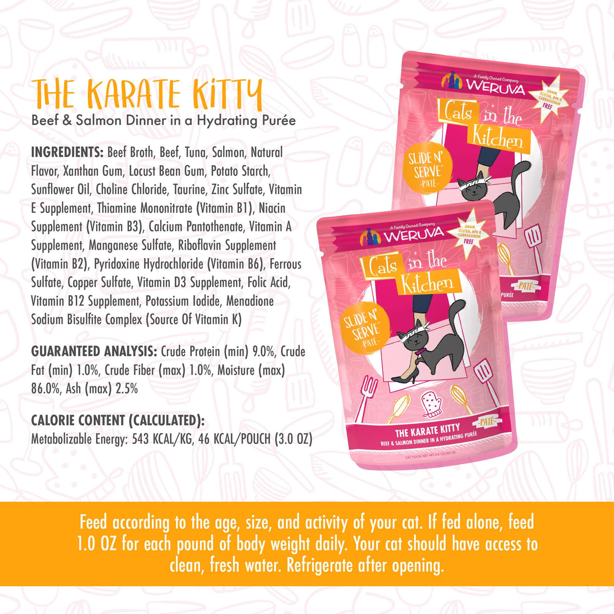 Cats In the Kitchen Slide N&#39; Serve Paté The Karate Kitty Beef &amp; Salmon Pouch