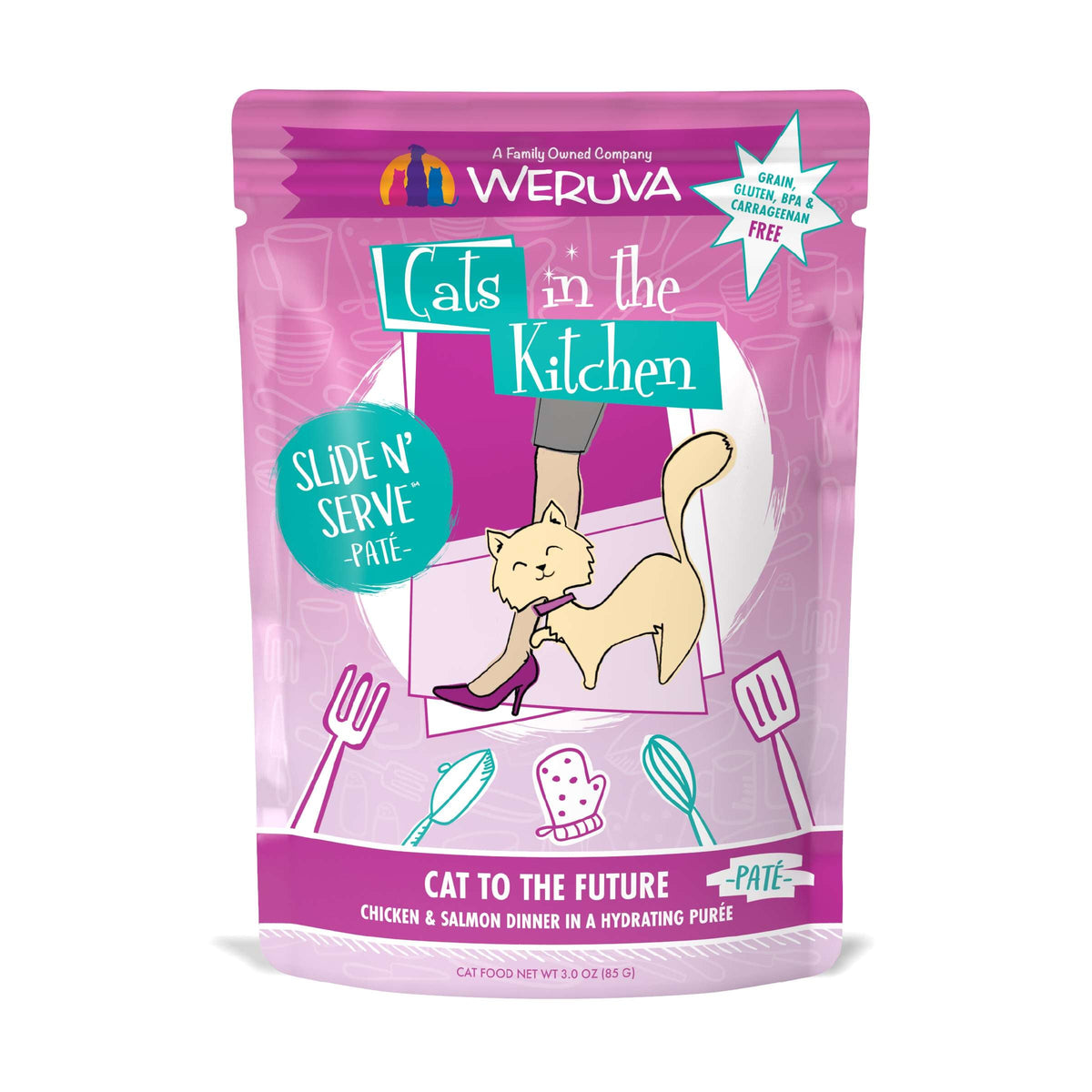 Cats In the Kitchen Slide N&#39; Serve Cat To The Future Chicken &amp; Salmon Pouch