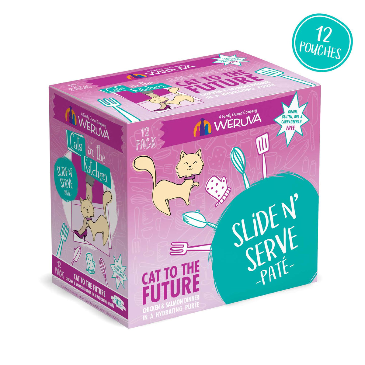 Cats In the Kitchen Slide N&#39; Serve Cat To The Future Chicken &amp; Salmon Pouch