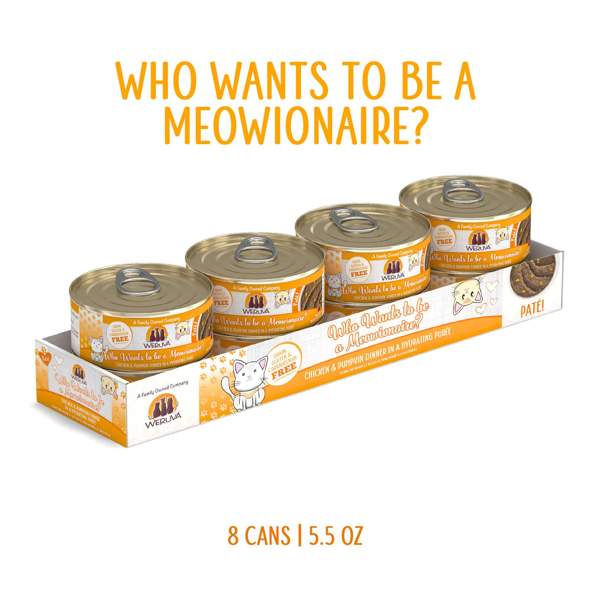 Weruva Paté! Who Wants to be a Meowionaire? Chicken &amp; Pumpkin Canned Cat Food