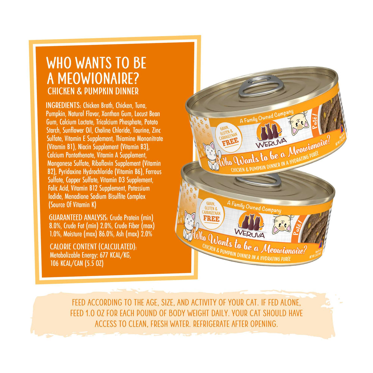 Weruva Paté! Who Wants to be a Meowionaire? Chicken &amp; Pumpkin Canned Cat Food