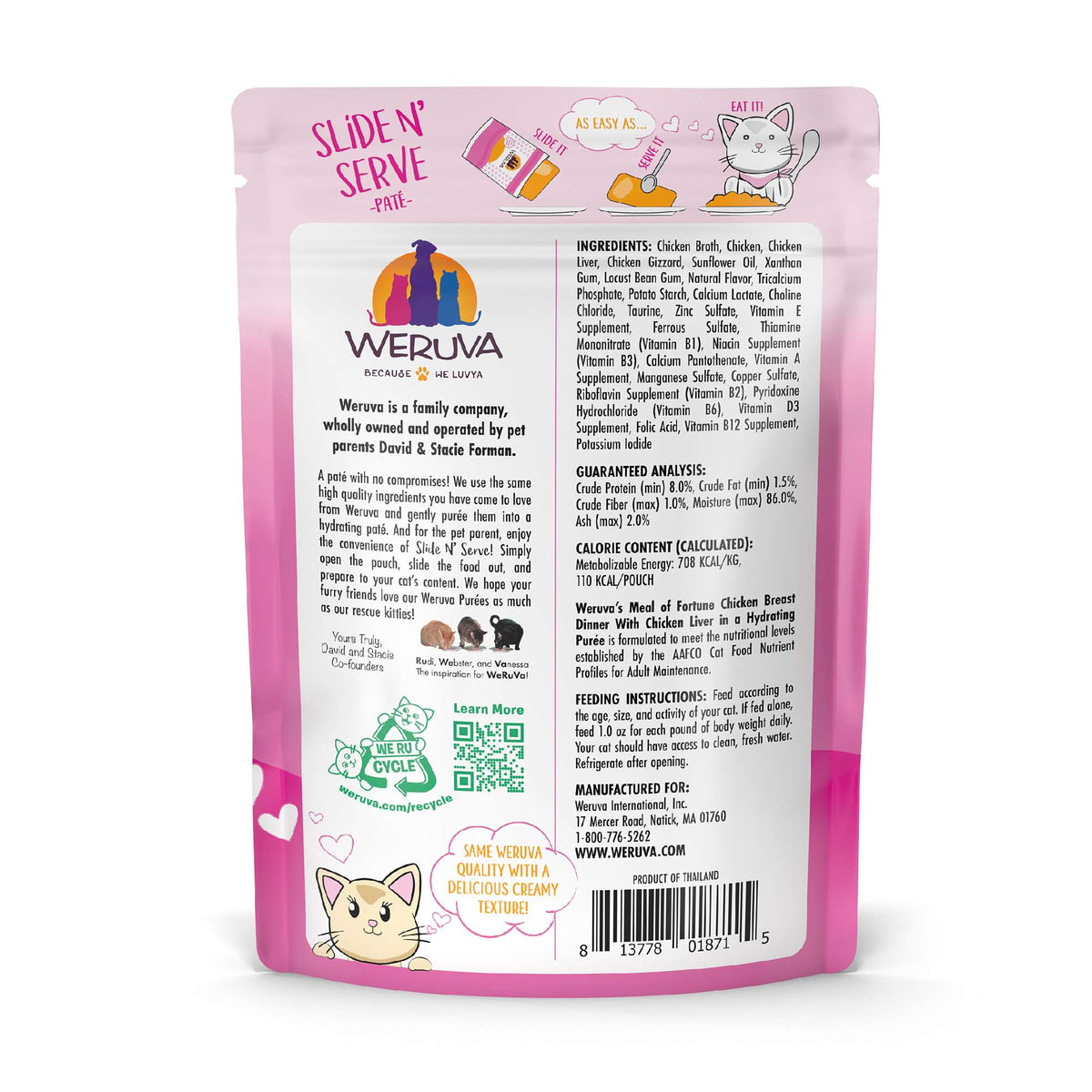 Weruva Slide N&#39; Serve Paté Meal of Fortune Chicken &amp; Chicken Liver Cat Food Pouch