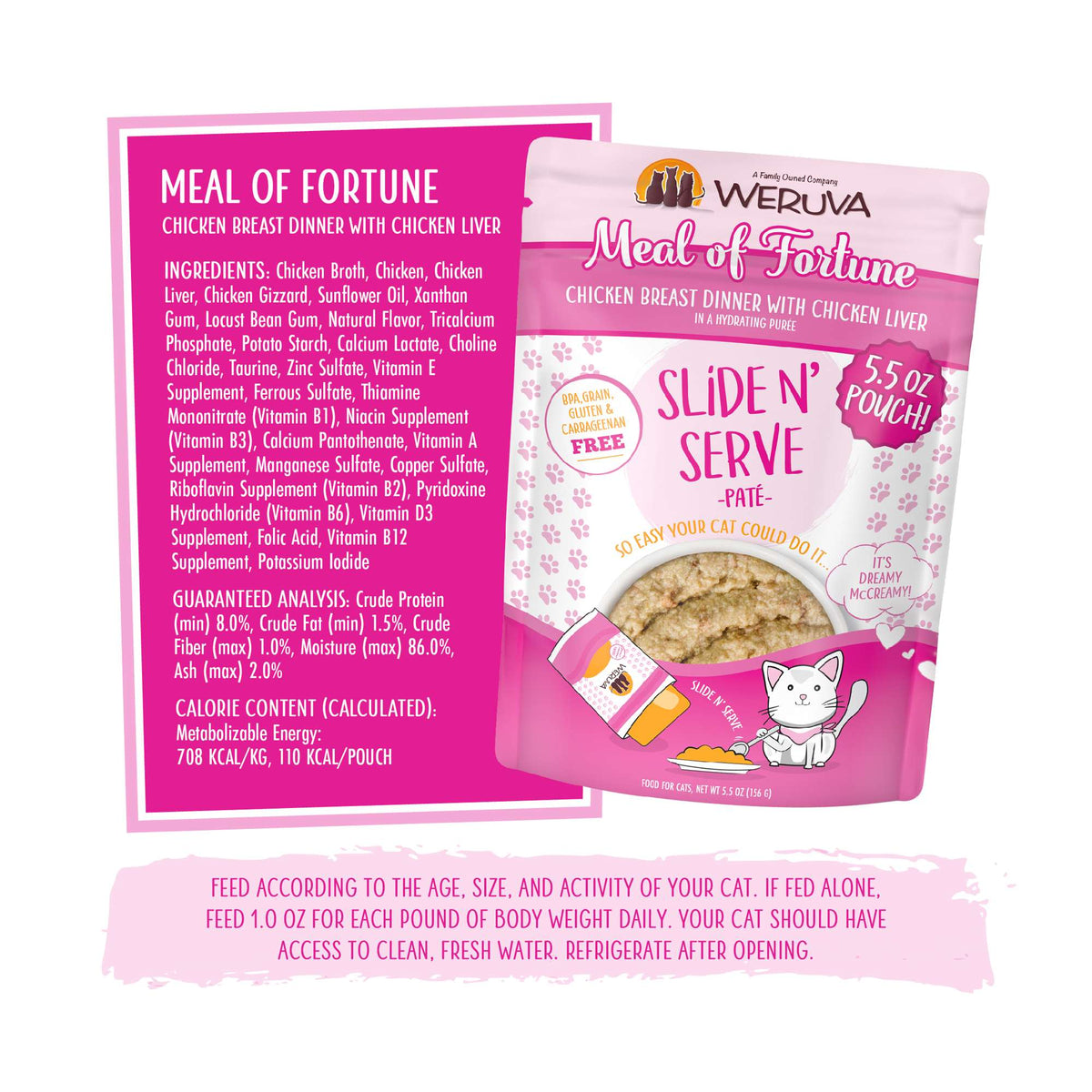 Weruva Slide N&#39; Serve Paté Meal of Fortune Chicken &amp; Chicken Liver Cat Food Pouch