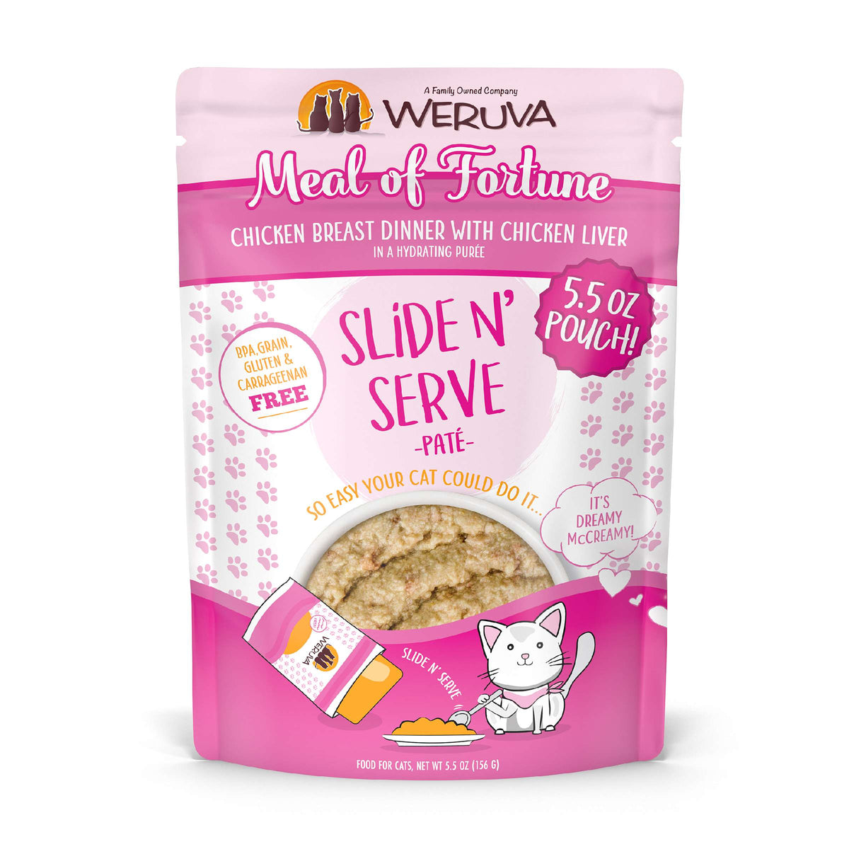 Weruva Slide N&#39; Serve Paté Meal of Fortune Chicken &amp; Chicken Liver Cat Food Pouch