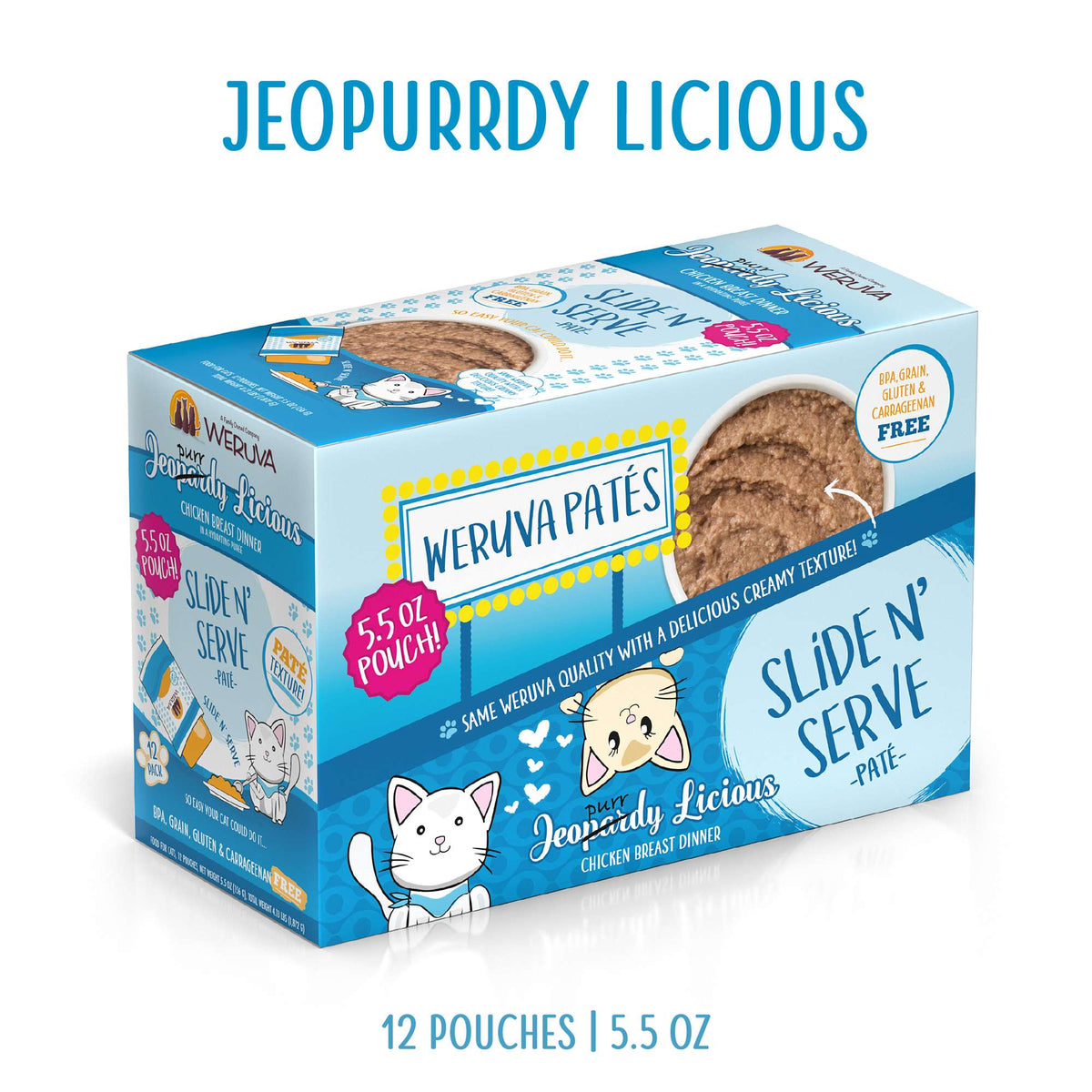 Weruva Slide N&#39; Serve Paté Jeopurrdy Licious Chicken Cat Food Pouch