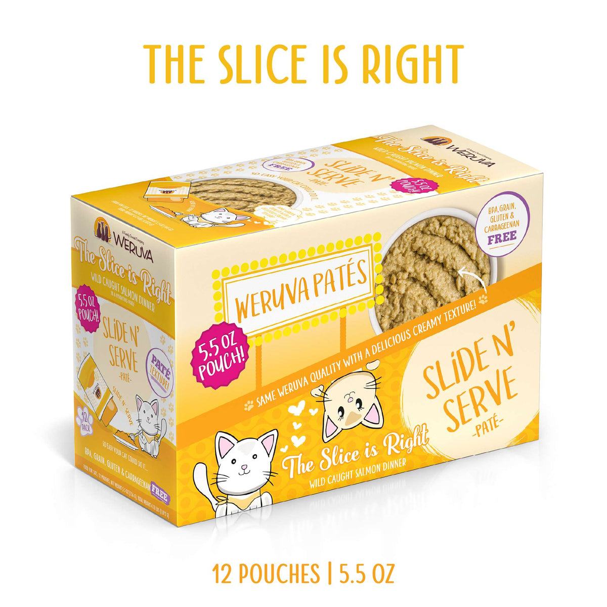 Weruva Slide N&#39; Serve Paté The Slice is Right Wild Caught Salmon Cat Food Pouch
