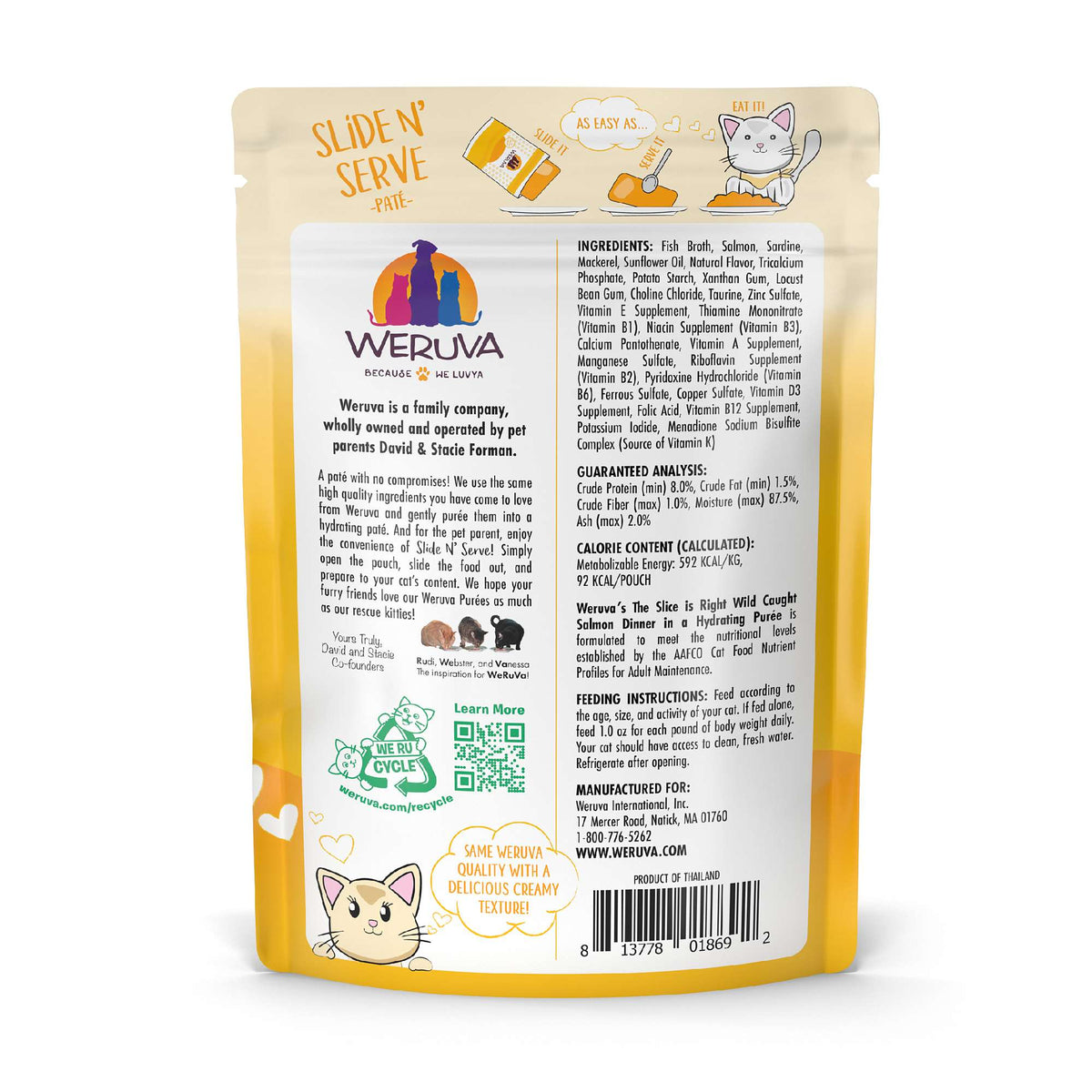Weruva Slide N&#39; Serve Paté The Slice is Right Wild Caught Salmon Cat Food Pouch