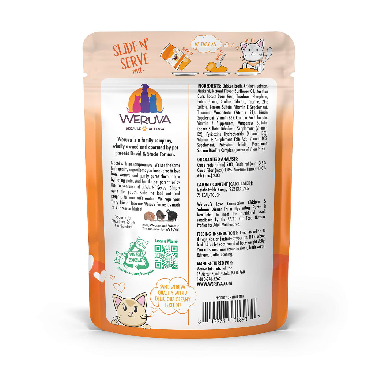 Weruva Slide N&#39; Serve Paté Love Connection Chicken &amp; Salmon Cat Food Pouch