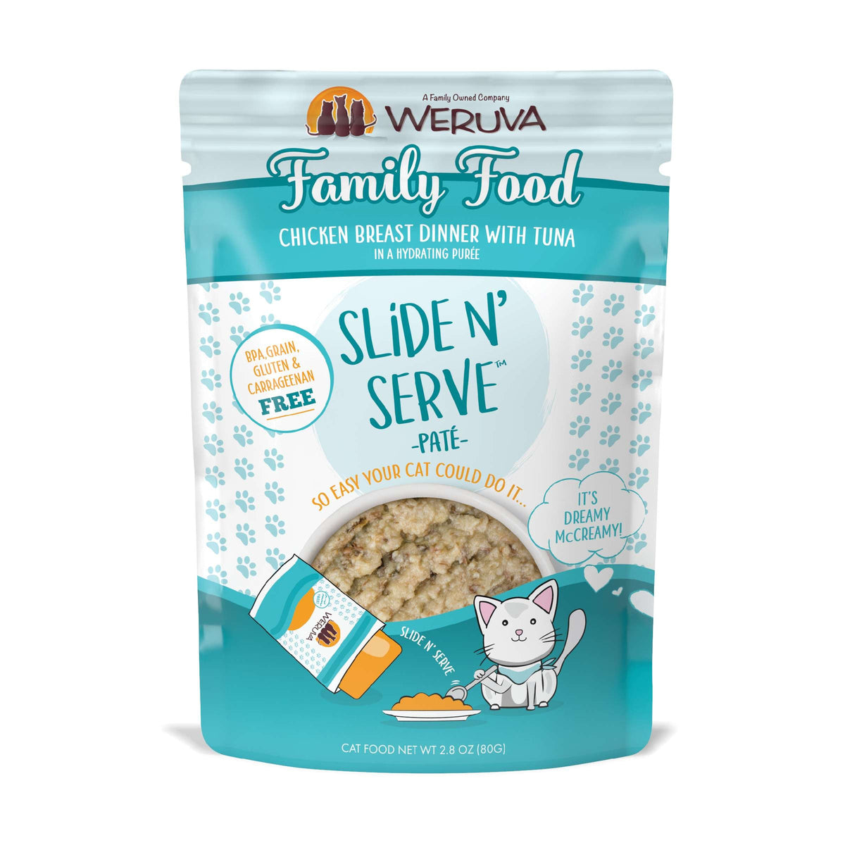 Weruva Slide N&#39; Serve Paté Family Food Chicken &amp; Tuna Cat Food Pouch