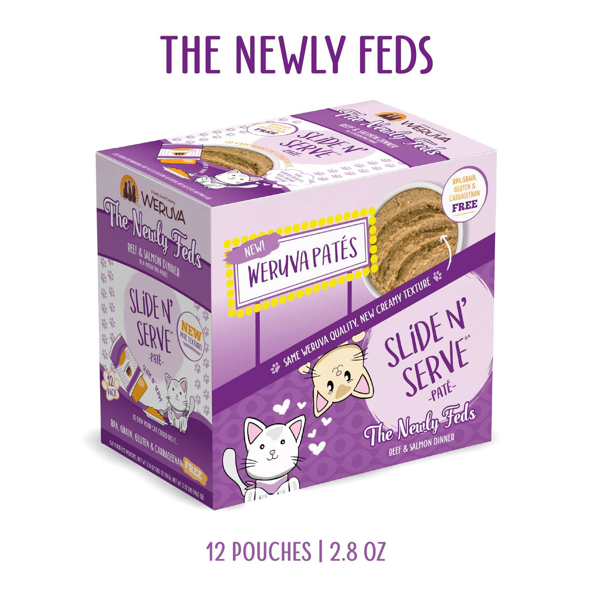 Weruva Slide N&#39; Serve Paté The Newly Feds Beef &amp; Salmon Cat Food Pouch