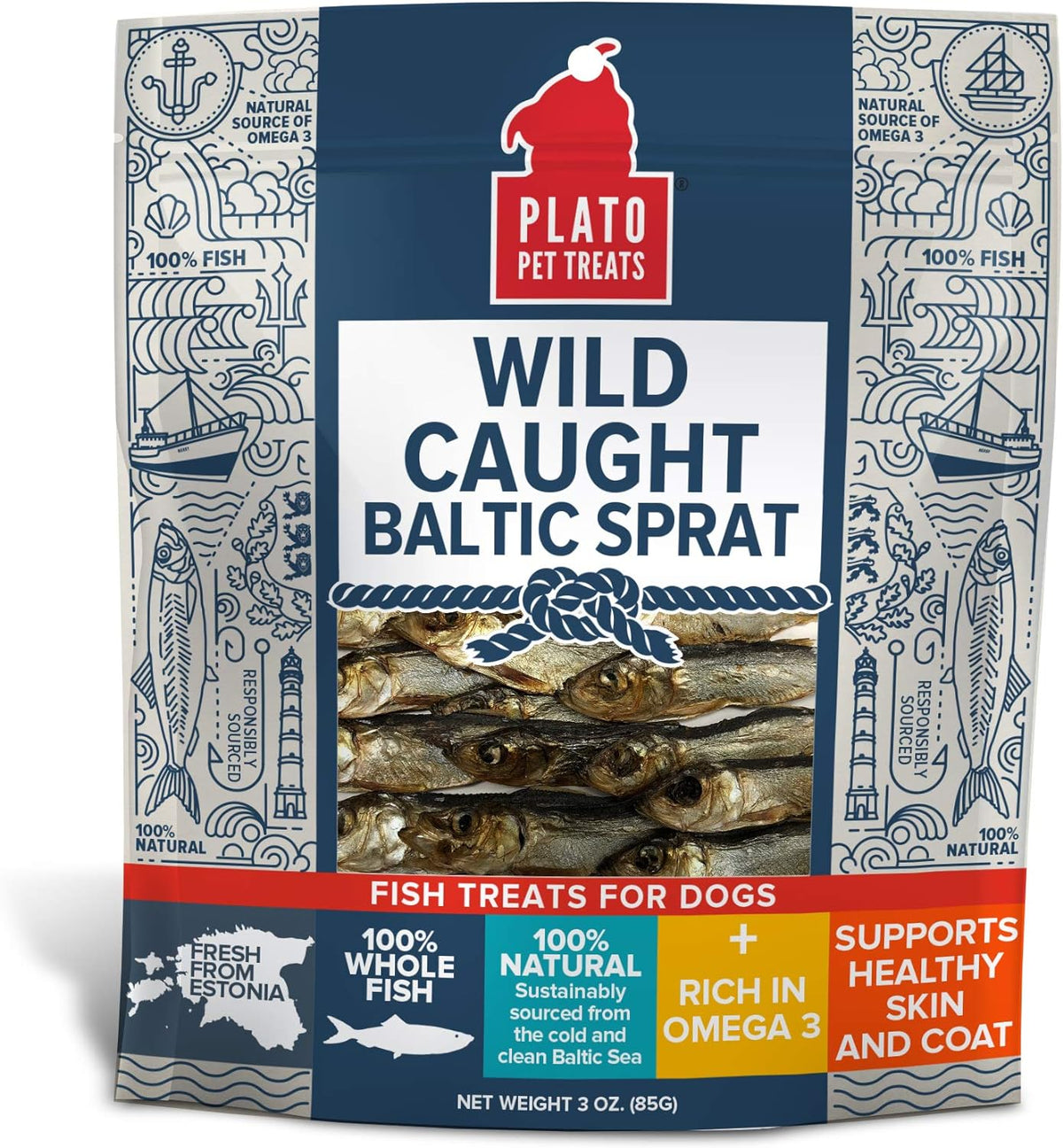 Plato Pet Treats Wild Caught Baltic Sprat for Dogs