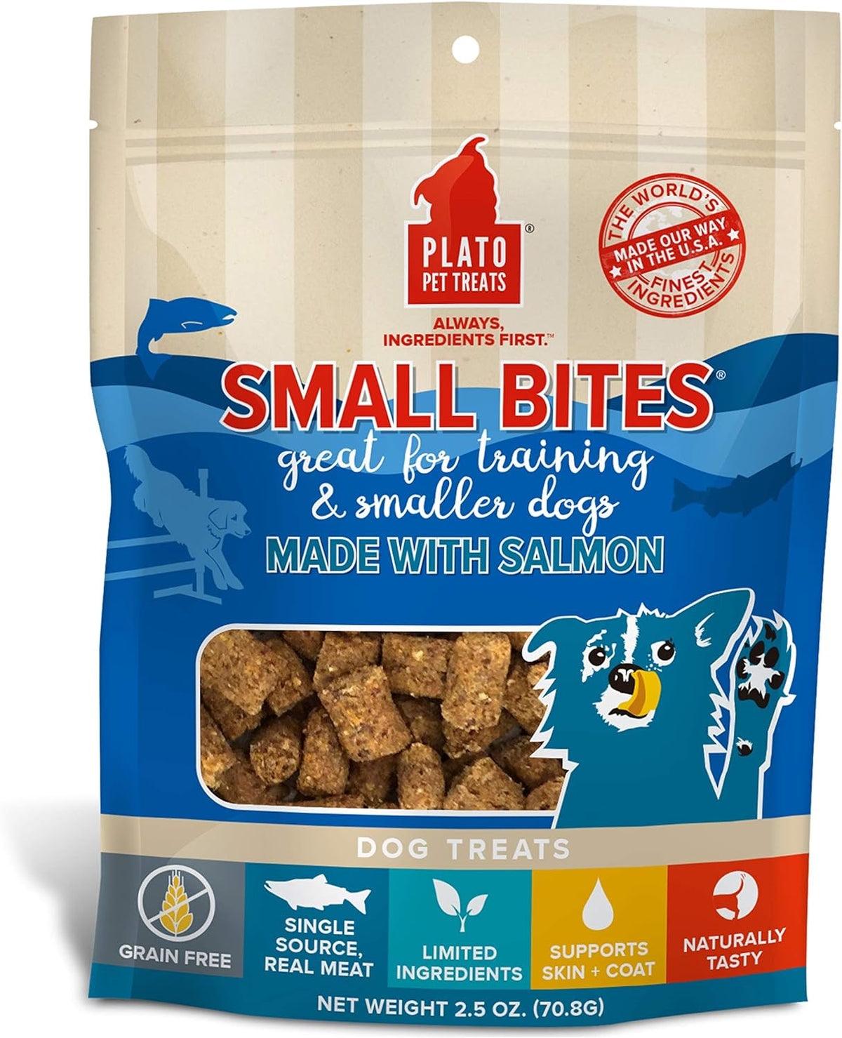 Plato Pet Treats Small Bites Salmon for Dogs