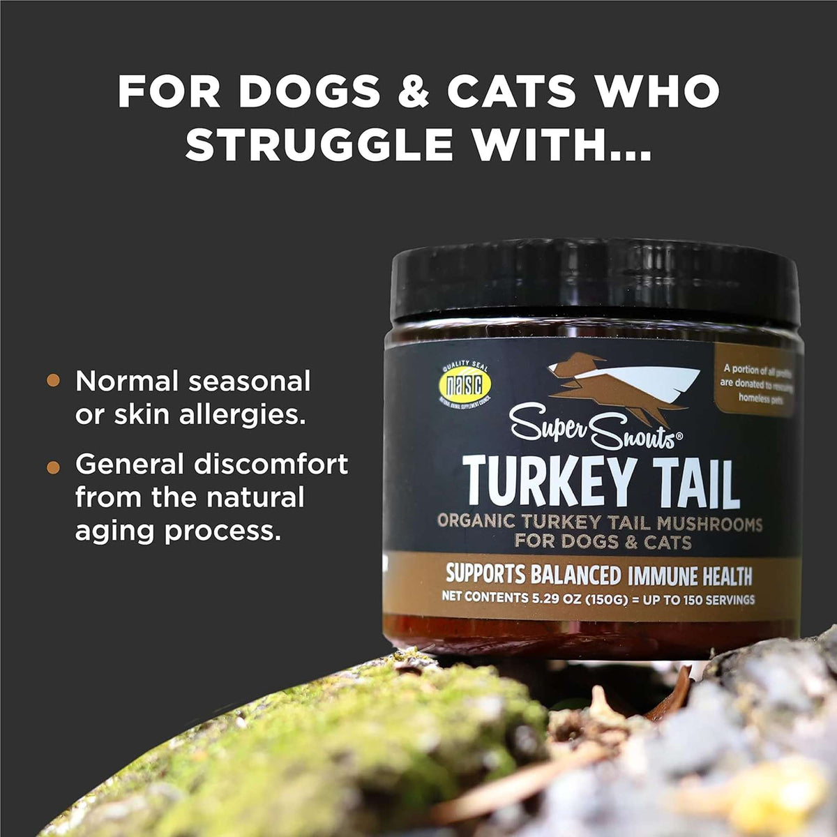 Super Snouts Turkey Tail Mushroom Supplement for Dogs and Cats