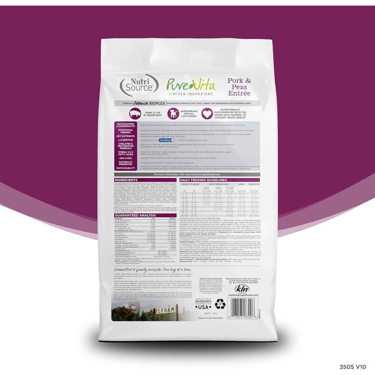 NutriSource PureVita Grain Free Pork &amp; Peas Dog Food