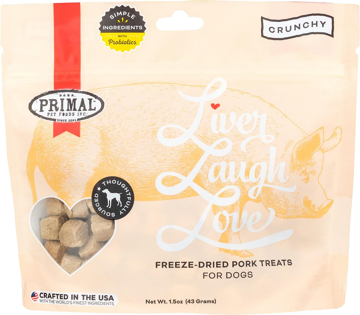Primal Liver Laugh Love Freeze-Dried Pork Dog Treats