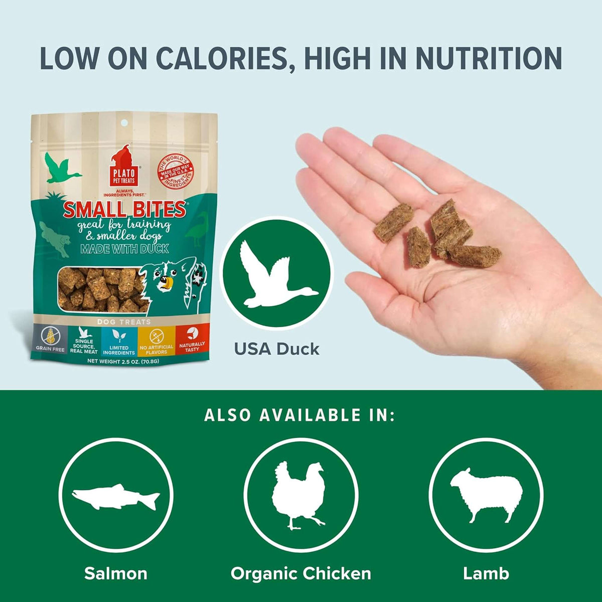 Plato Pet Treats Small Bites Duck for Dogs
