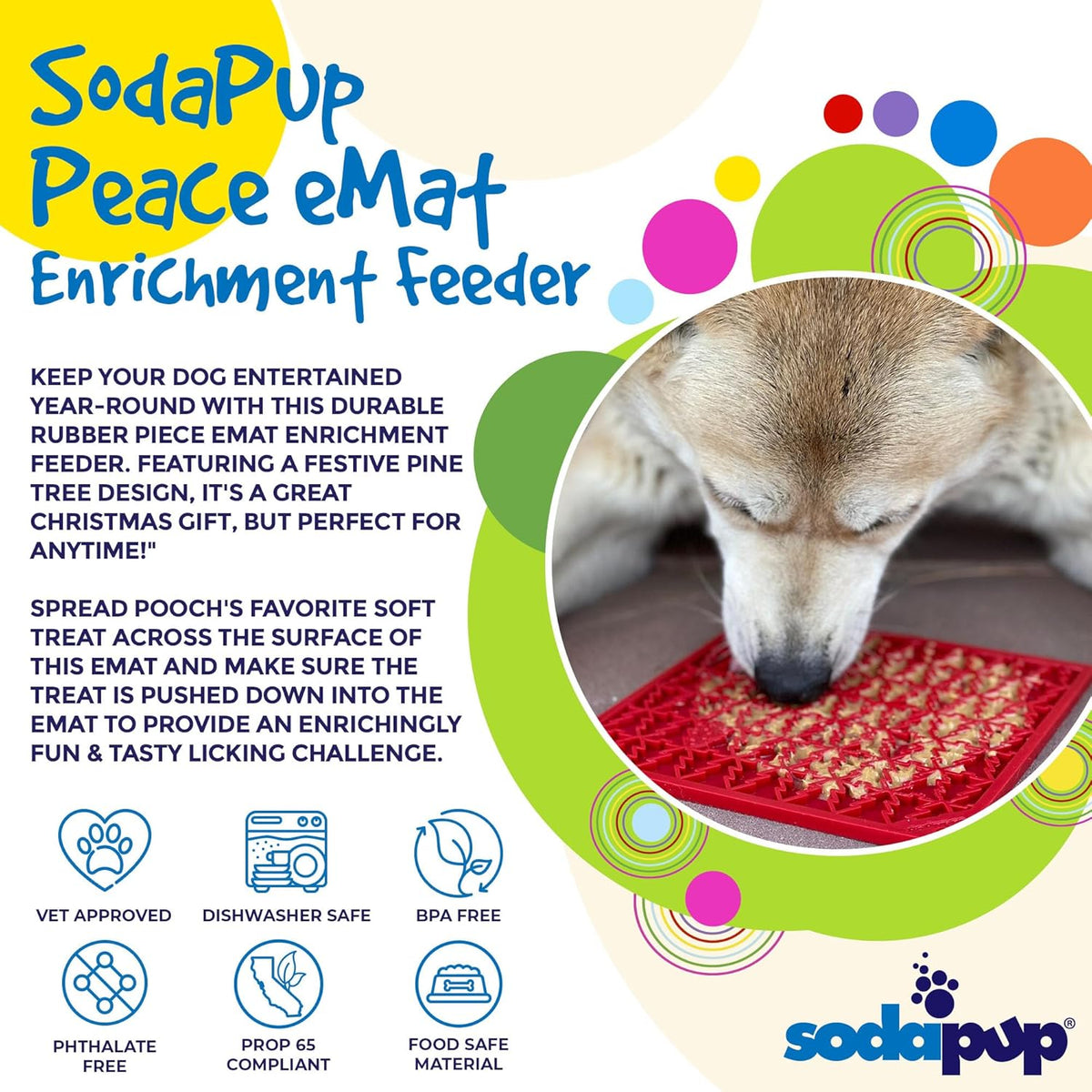 SodaPup Tree Design "Peace" eMat Enrichment Lick Mat