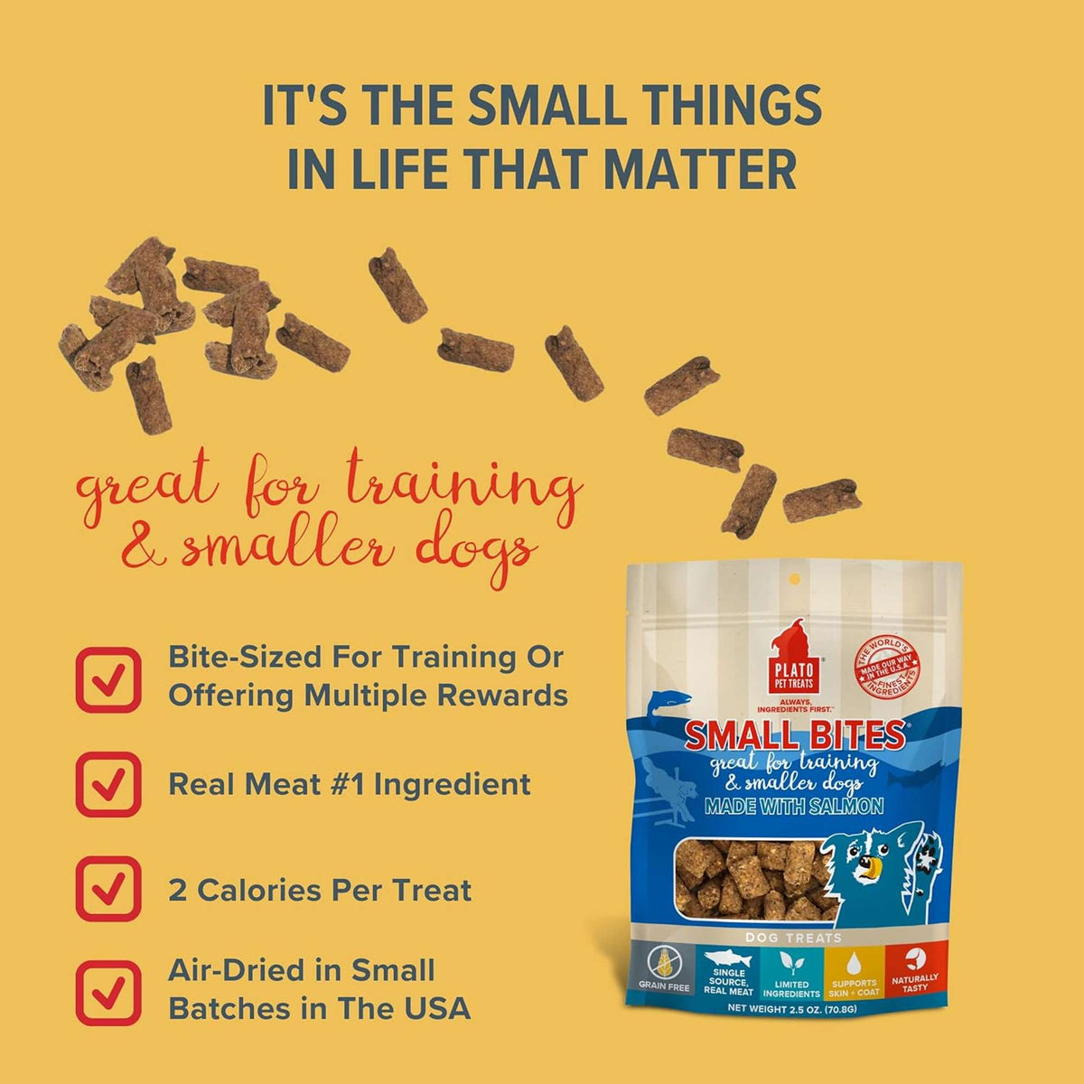 Plato Pet Treats Small Bites Salmon for Dogs