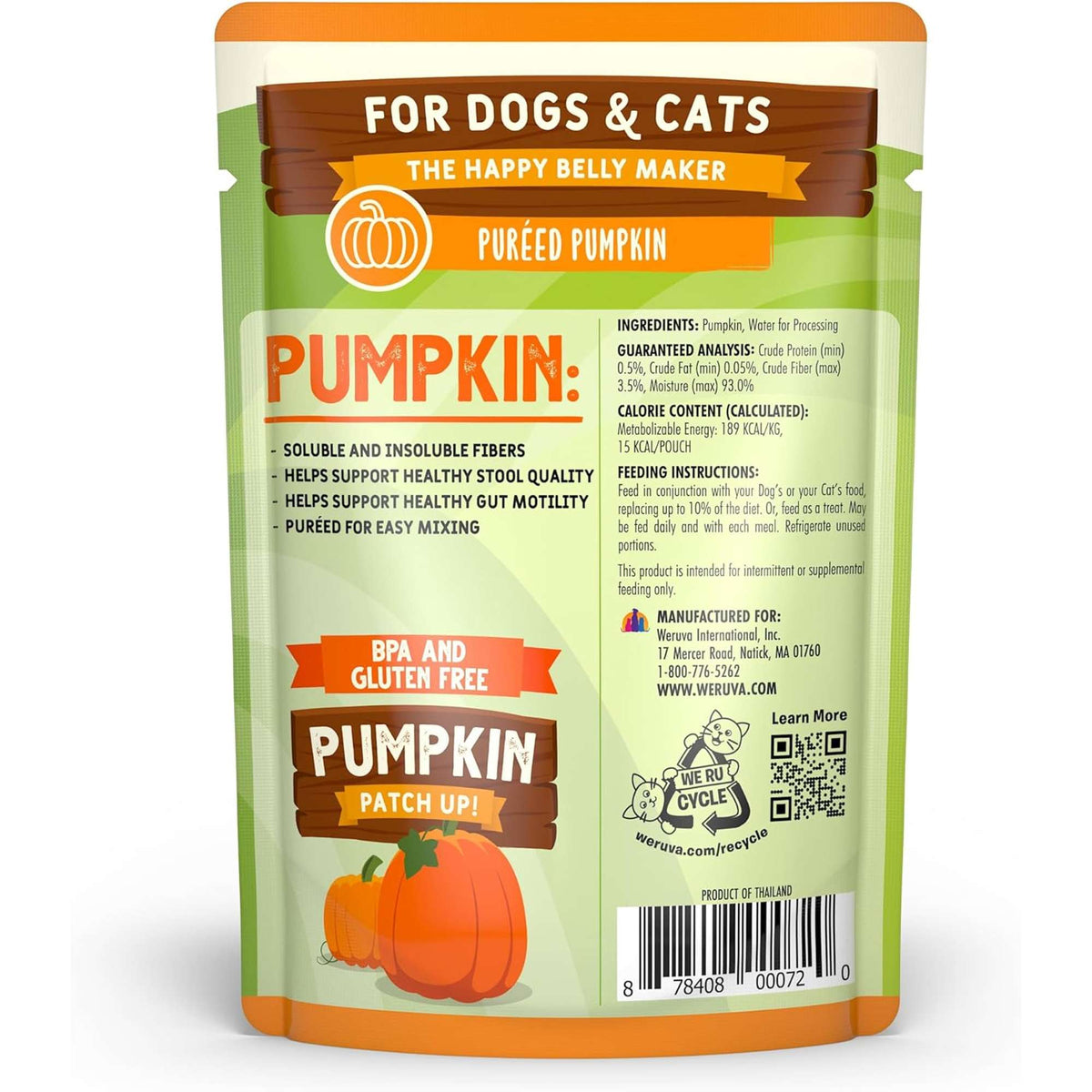 Weruva Pumpkin Patch Up! Puréed Pumpkin Dog &amp; Cat Food Supplement