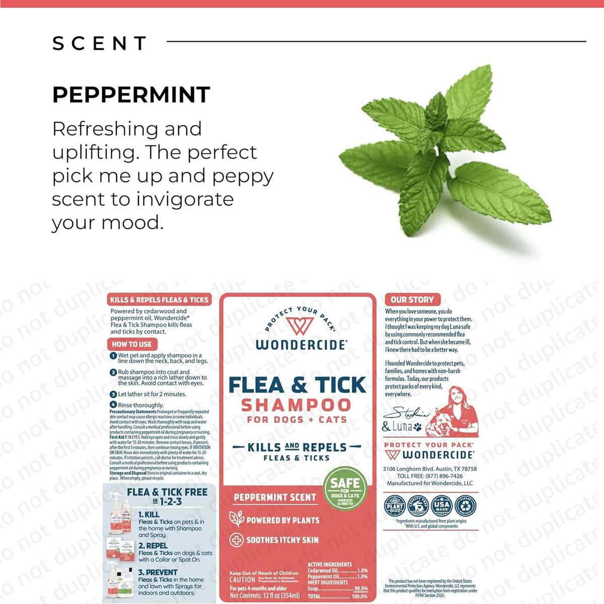 Wondercide Flea & Tick Shampoo Peppermint Scent for Dogs & Cats