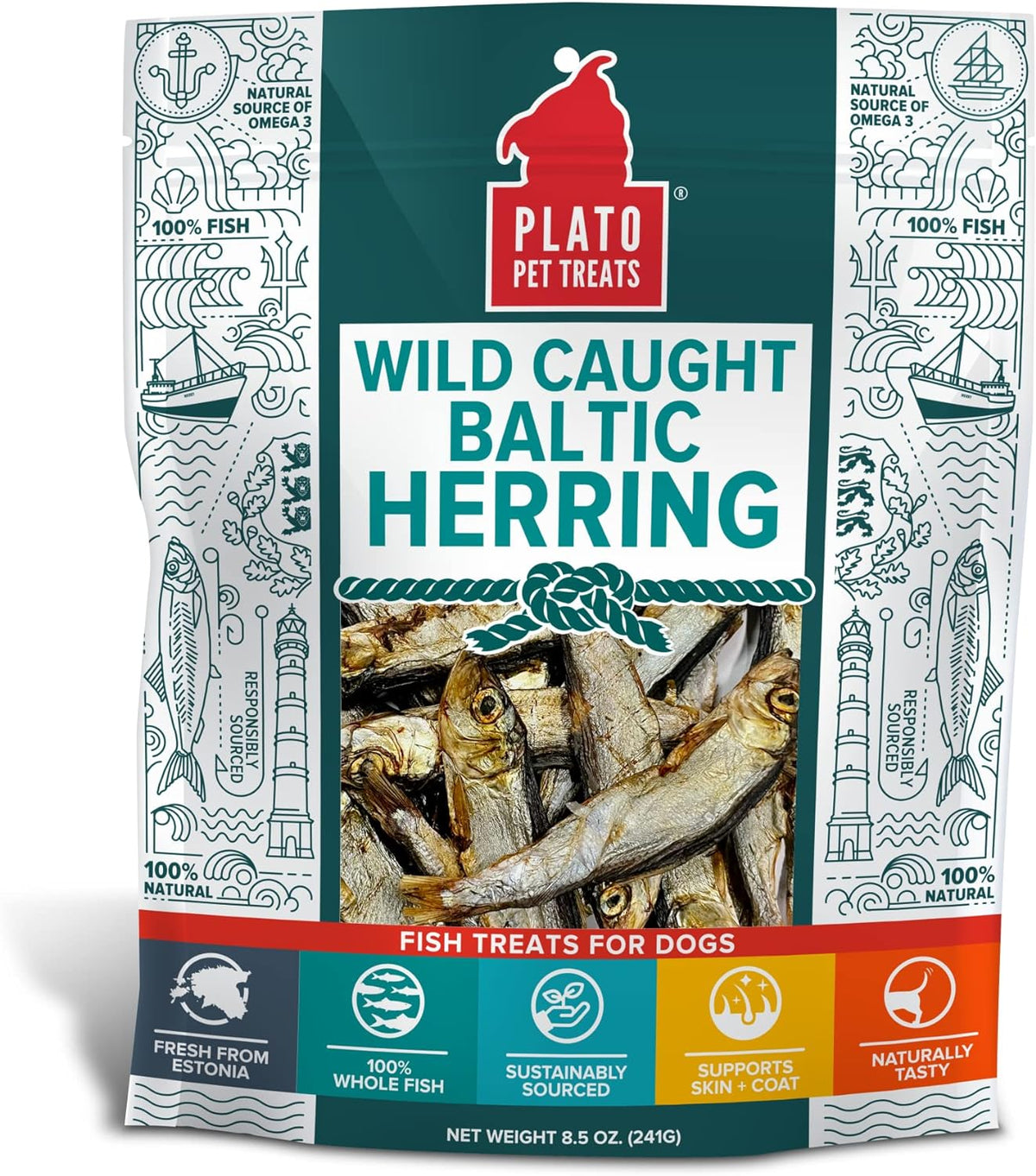 Plato Pet Treats Wild Caught Baltic Herring for Dogs