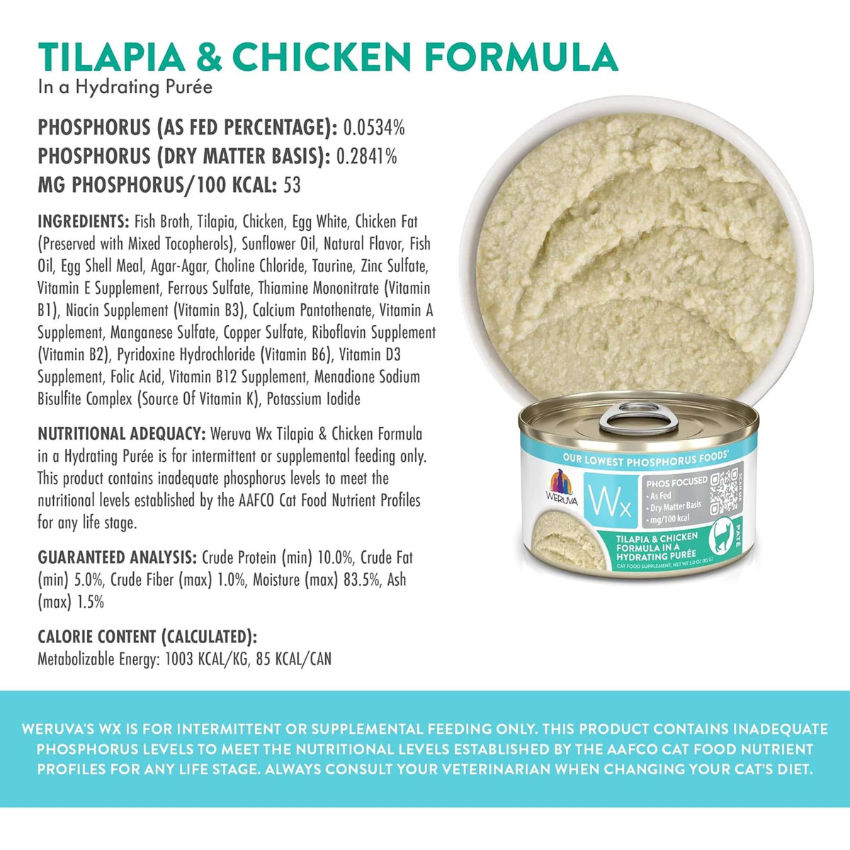Weruva Wx Phos Focused Tilapia &amp; Chicken Canned Cat Food