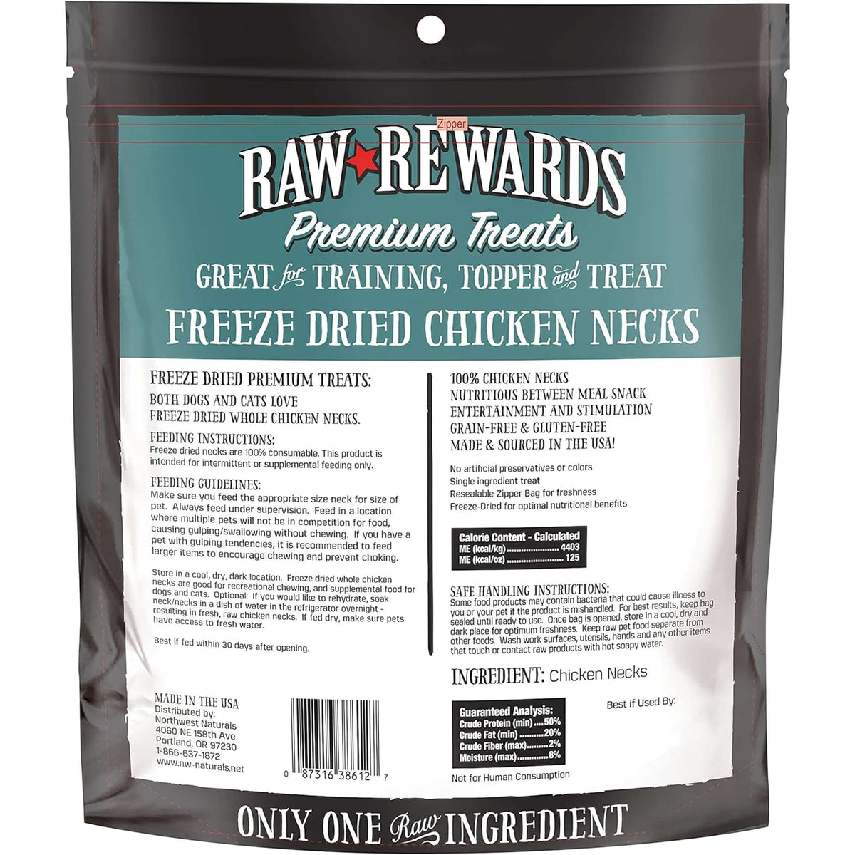Northwest Naturals Raw Rewards Freeze-Dried Chicken Necks Dog &amp; Cat Treats