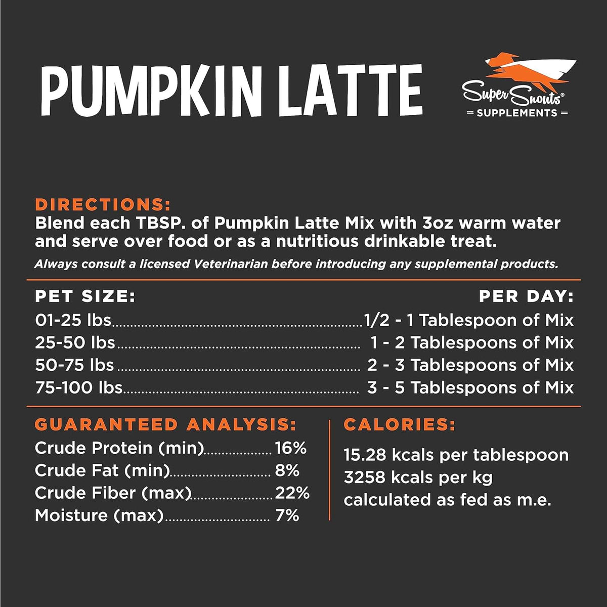Super Snouts Pumpkin Latte Supplement for Dogs and Cats