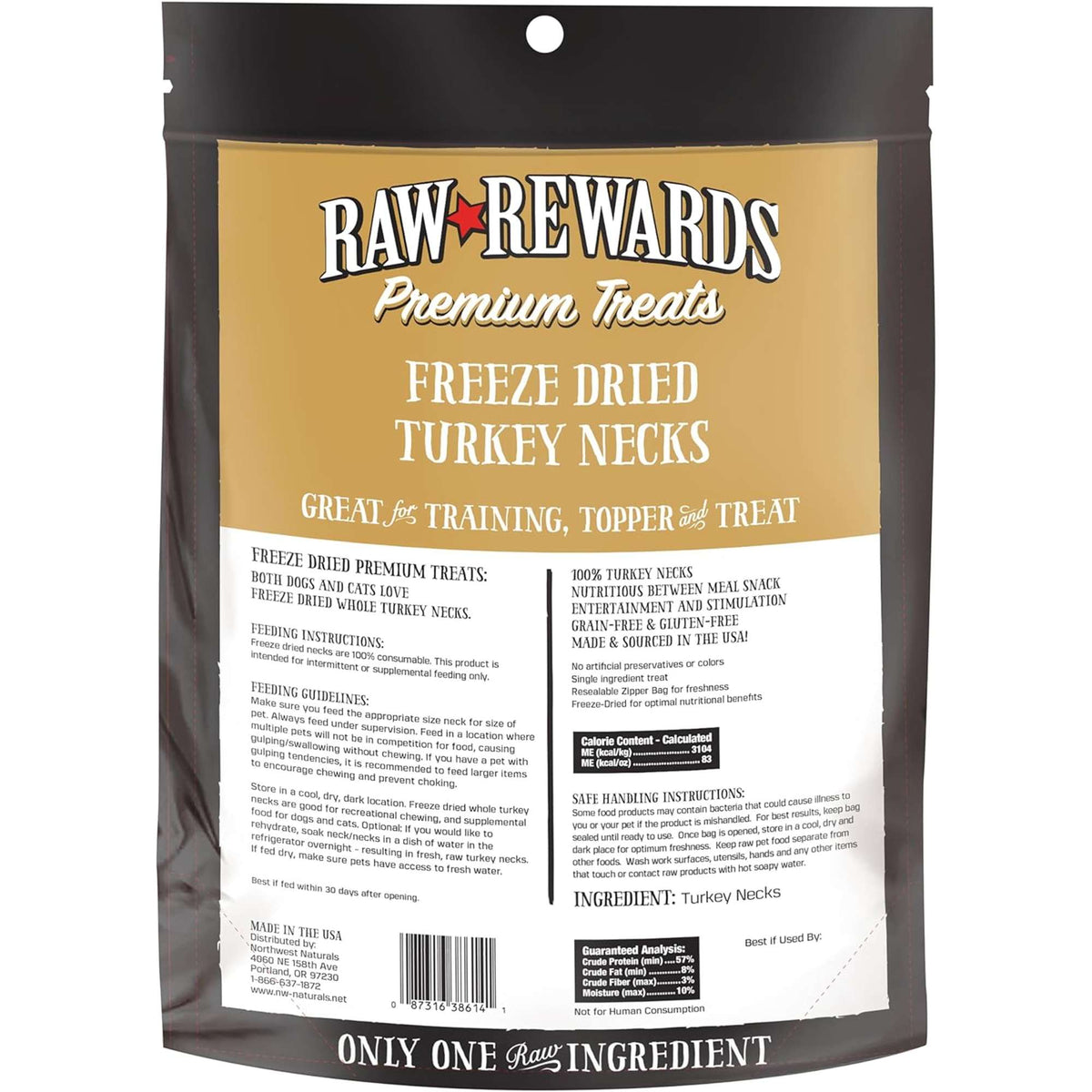 Northwest Naturals Raw Rewards Freeze-Dried Turkey Necks Dog &amp; Cat Treats