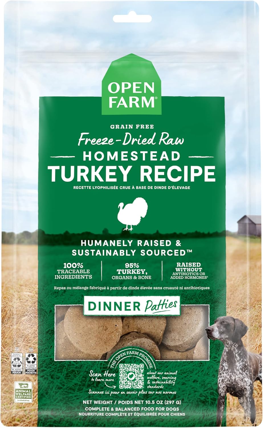 Open Farm Freeze-Dried Raw Homestead Turkey Dinner Patties Dog Food