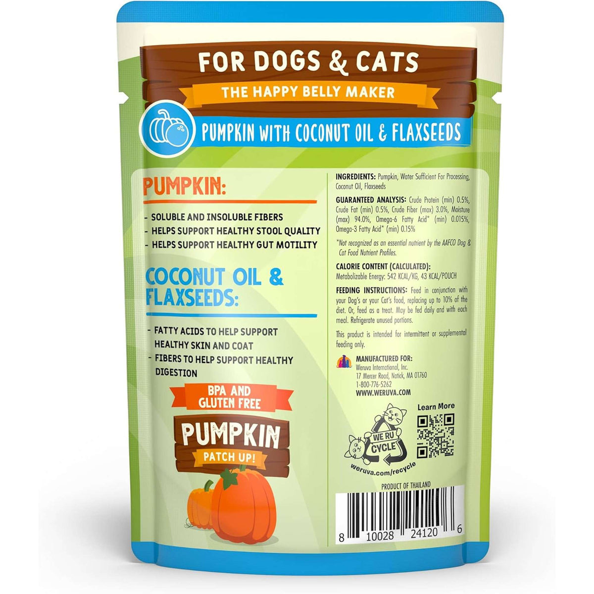 Weruva Pumpkin Patch Up! Pumpkin with Coconut Oil &amp; Flaxseeds Dog &amp; Cat Food Supplement